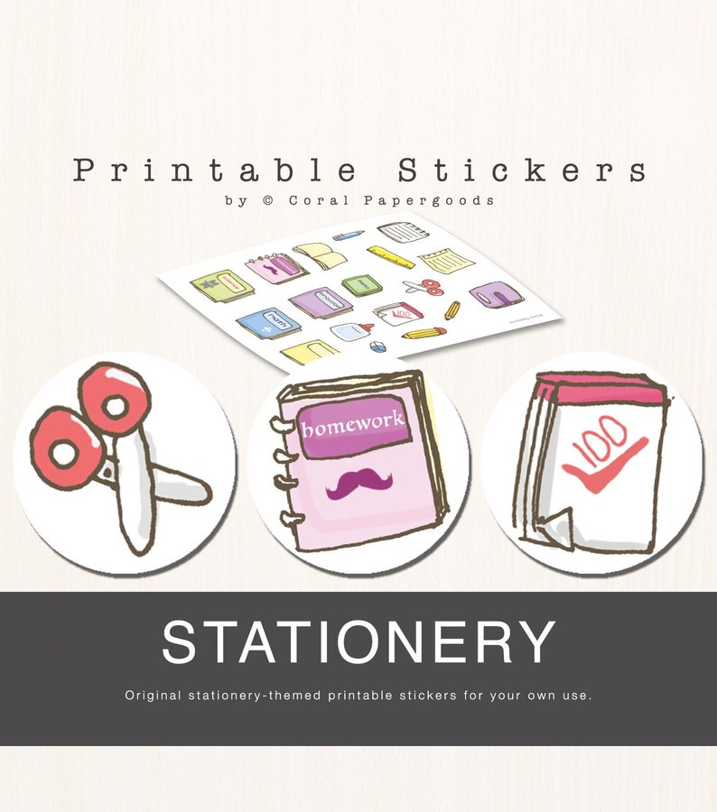 Stationery Printable Stickers Etsy