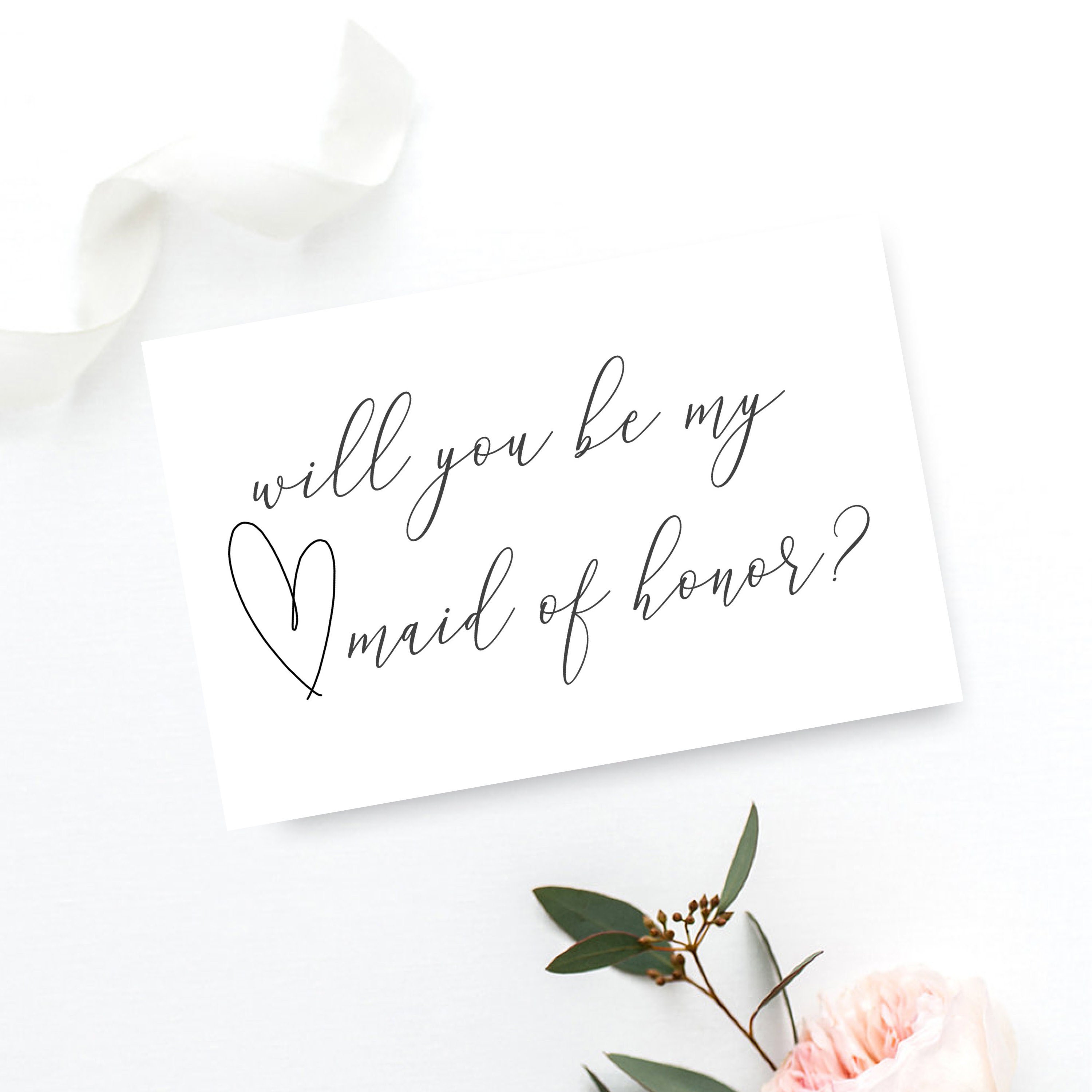 Will You Be My Maid Of Honor Printable Proposal Card Etsy