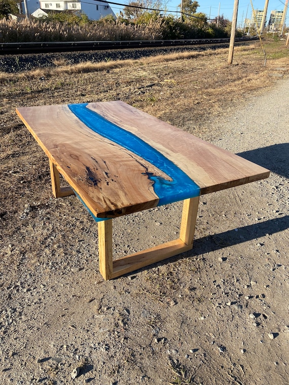 Sale Wood Table Resin Epoxy Art Live Edge Rustic Table Modern
