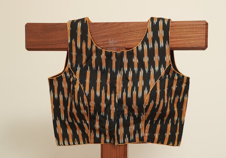 Black Sleeveless Ikat Blouse