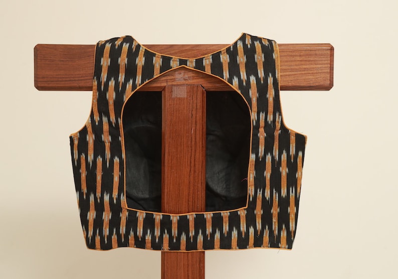 Black Sleeveless Ikat Blouse
