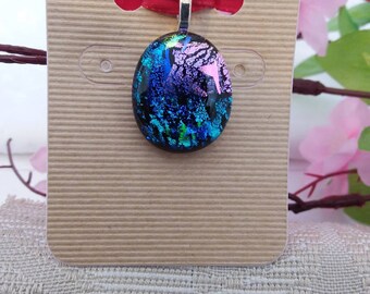 FIREWORKS on the BEACH from the BOAT Dichroic glass pendant