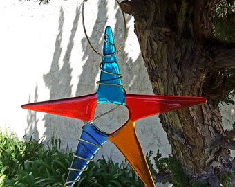 Fused Glass Multicolor Hanging Star/Suncatcher