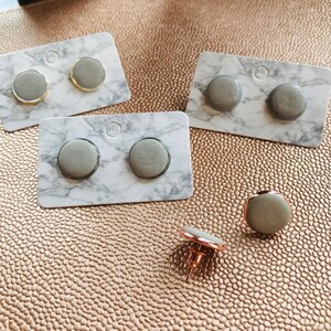 modern round stud earrings in concrete, earrings, rose gold, gold, grey