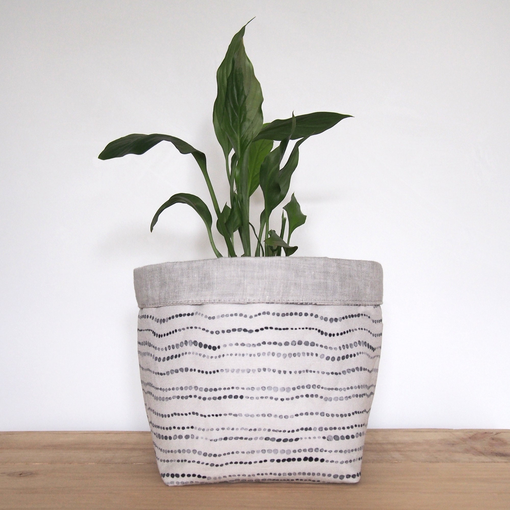 Fabric Plant Pot Cover / Grey Fabric Pot / Fabric Storage Pot Etsy