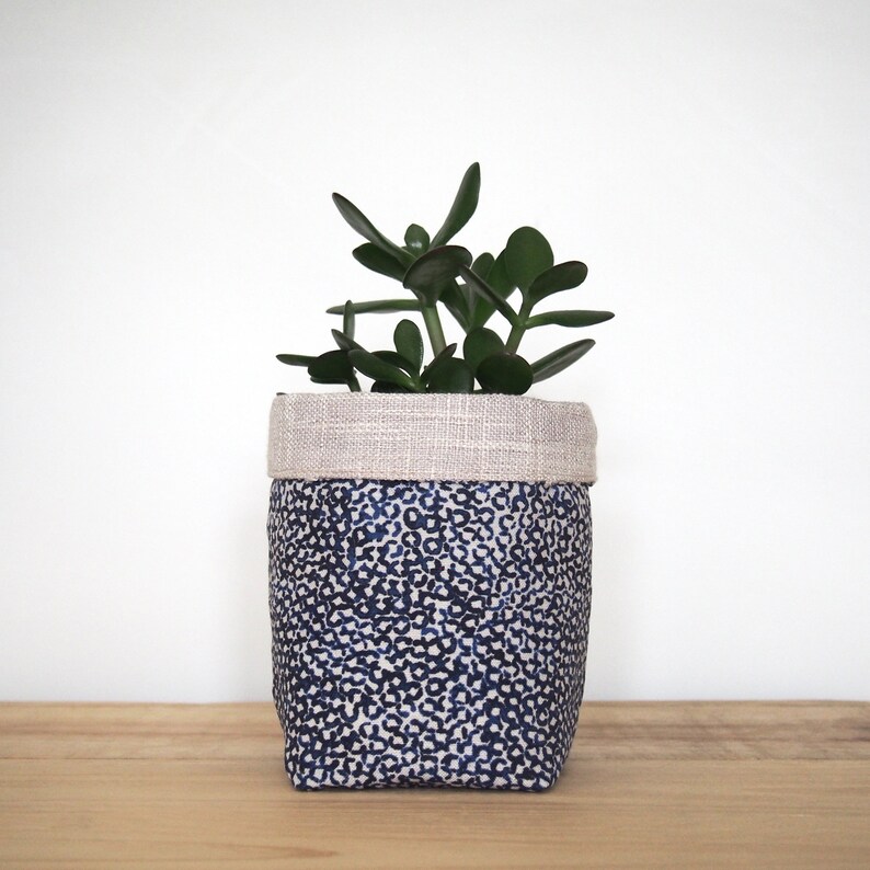Download Fabric Plant Pot Holder/ Navy Patterned Pot / Home ...