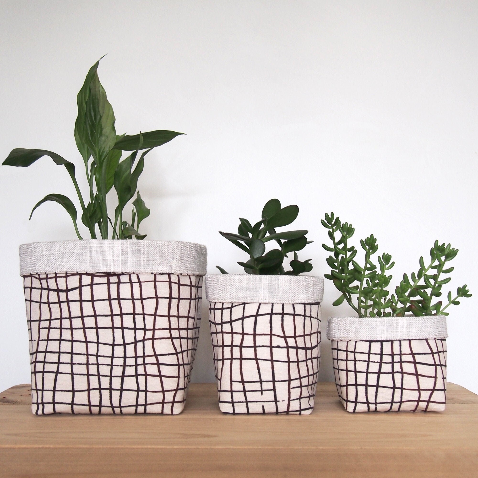 Patterned Fabric Indoor Planter / Natural Plant Pot / Fabric Etsy