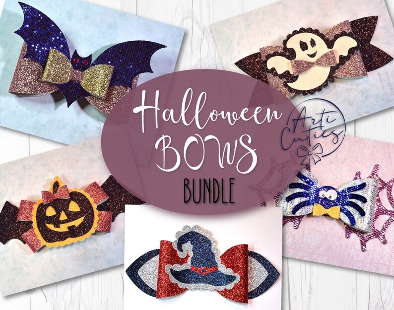 Kits How To Hair Bow Pattern 5 Halloween Bow Svg File Hair Bow Svg Bundle Faux Leather Bow Template Cricut Bow File Bow Template Craft Supplies Tools