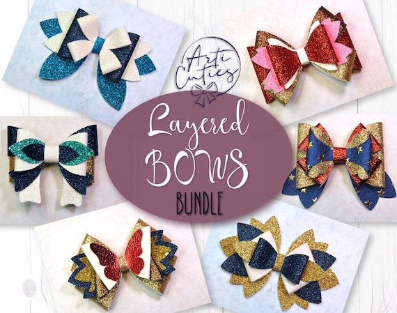 Download Bow Template 6 Big Hair Bow Svg Bundle Faux Leather Bow Etsy