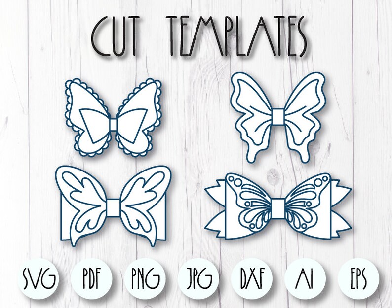 Download Bow template svg 4 Butterfly bow SVG file Faux leather bow ...