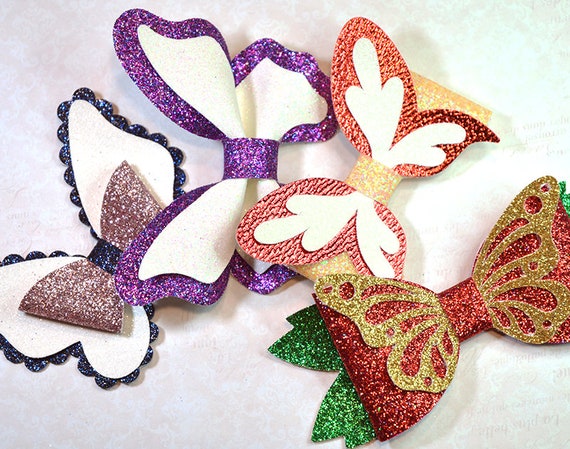 Bow Template Svg 4 Butterfly Bow Svg File Faux Leather Bow Etsy