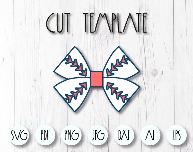 Bow SVG Template Baseball Bow Baseball Stitches Bow File Etsy