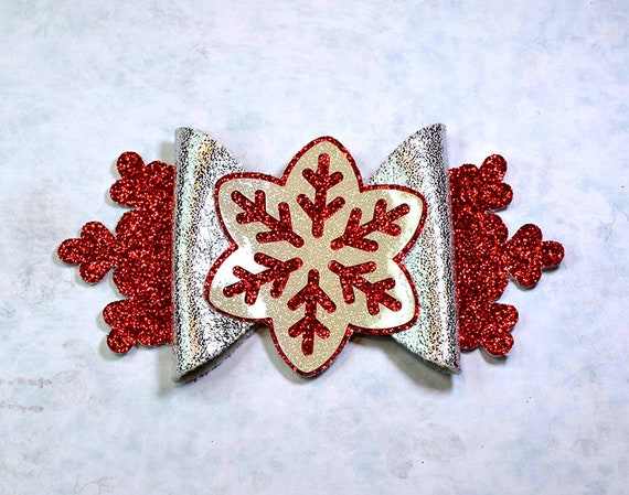 Snowflake Bow Template Svg Hair Bow Svg Template Christmas Etsy