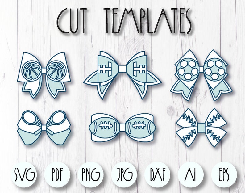 Download Bow template SVG bundle 6 Sport bow SVG Faux leather bow ...