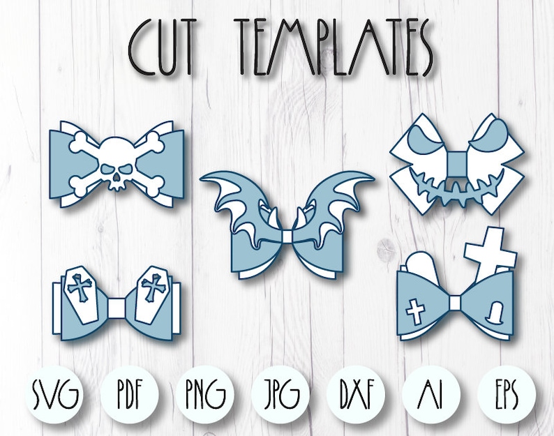 5 Halloween bow SVG template Hair bow SVG bundle Faux | Etsy