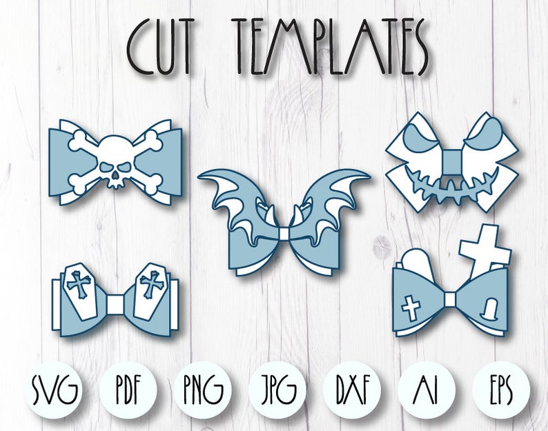 Download 5 Halloween bow SVG template Hair bow SVG bundle Faux | Etsy