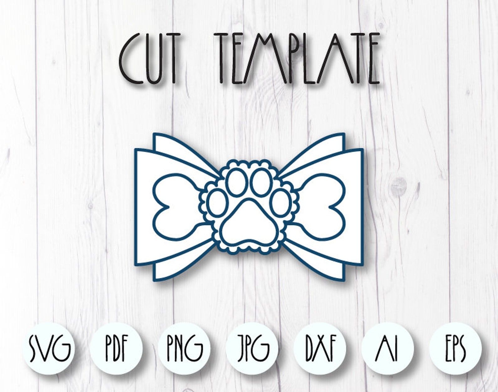 Paw bow template svg Hair bow svg template Bow template for Etsy