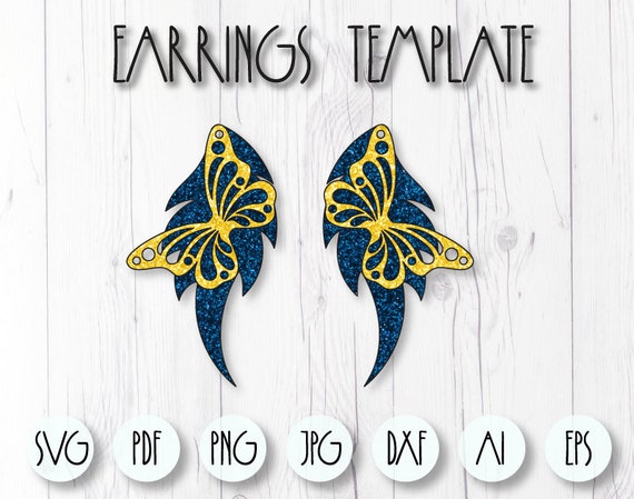 Earrings Template Butterfly Earrings Svg Faux Leather Etsy
