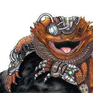 Steampunk Bearded Dragon Art Print