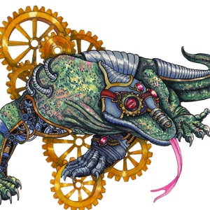 Komodo Dragon Steampunk Art Print