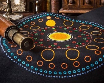 Solar Calendar Cross Stitch Pattern PDF - Fill in to track the planets for the next 164 years!