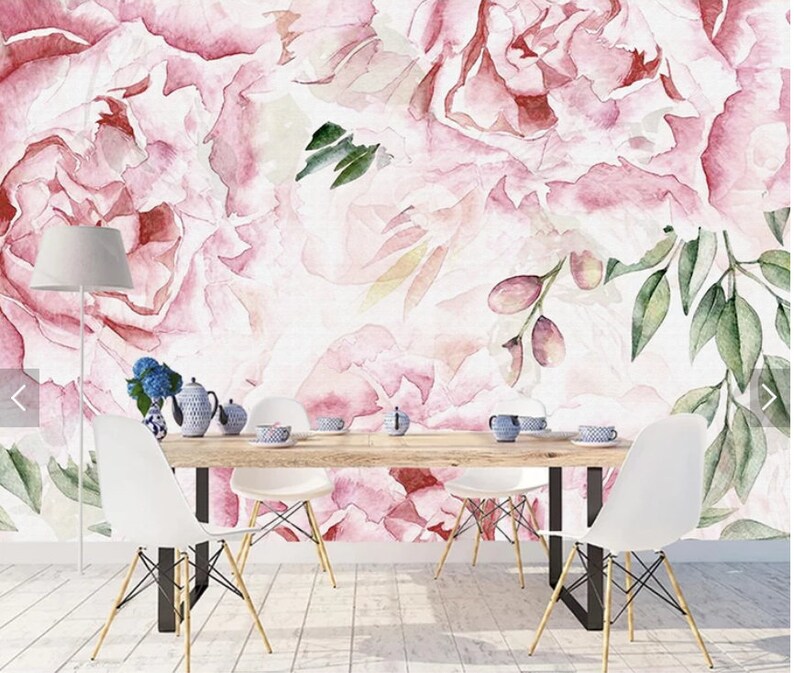 Télécharger gratuitement Images Pink Flower Wall Paper Mural Art Wall Decals Printed Photo Etsy dernière salutations