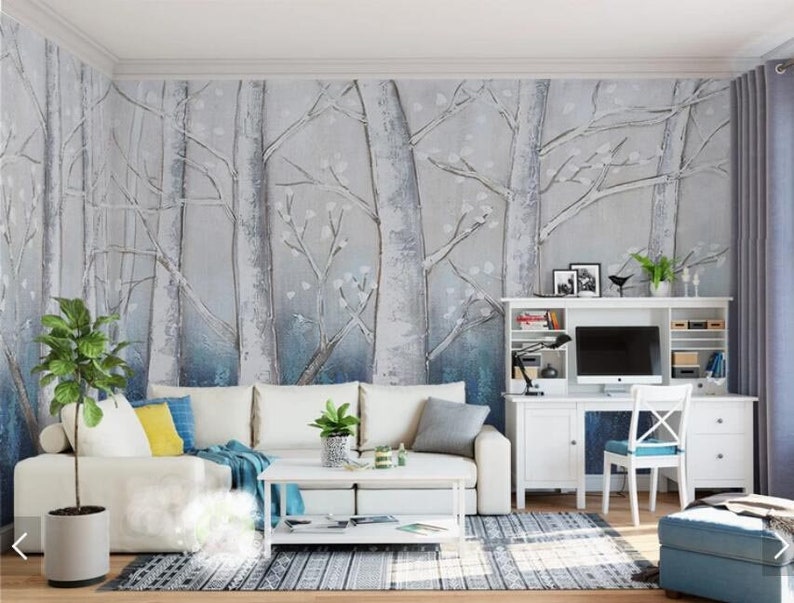 3D Nordic Hand Painting Tree Branch Wallpaper Mural Wall Mural Decals Art Wall Decor Murals HD Printed Photo Wall Papers Roll Customize