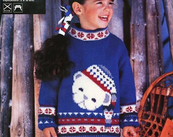 Vintage 90 PDF Patron français TRICOT - Pull bébé / enfant nounours 2 à 10 ans - French PDF Knitting pattern