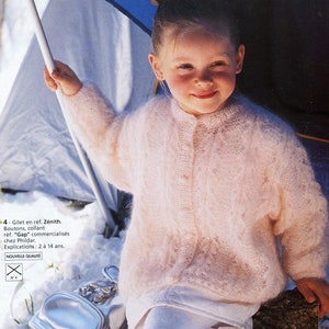 Vintage 90 Pdf Patron Francais Tricot Gilet Long Torsade Etsy