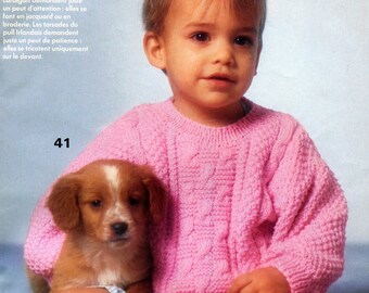 Vintage 80 PDF Patron français TRICOT - Pull torsades bébé / enfant - French PDF Knitting pattern