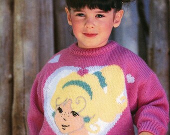 Vintage 90 PDF Patron français TRICOT - Pull fille bébé / enfant Polly Pocket  2 à 10 ans - French PDF Knitting pattern