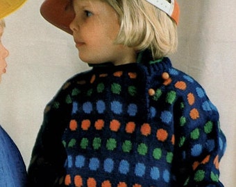 Vintage 80s PDF - Knitting Pattern- Patron Tricot  - Stricken - Breien / Dots Pullover / Baby-Toddler