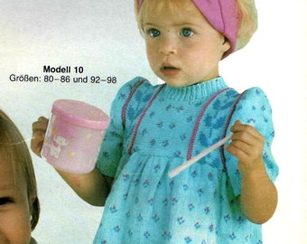 Vintage 80s PDF - GERMAN Knitting Pattern - Stricken Modell / Baby Kind Kleid