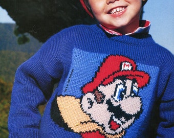 Vintage 90 PDF Patron français TRICOT - Pull Mario bébé / enfant garçon 2 à 10 ans - French PDF Knitting pattern