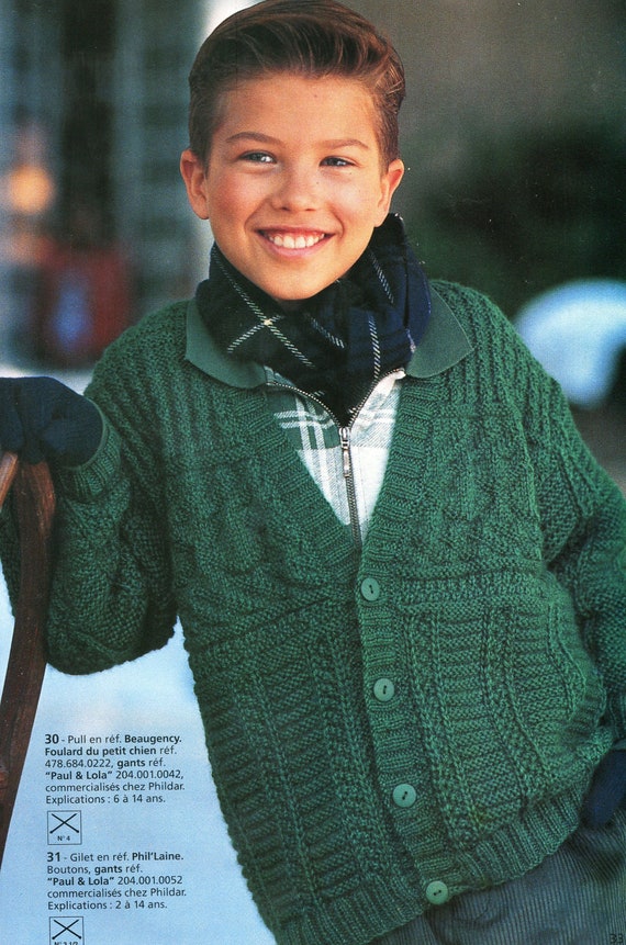 Vintage 90 Pdf Patron Francais Tricot Gilet Long Torsade Etsy
