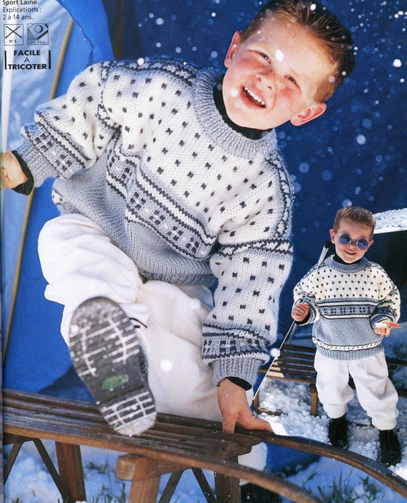 Vintage 90 Pdf Patron Francais Tricot Pull Sport Petits Etsy