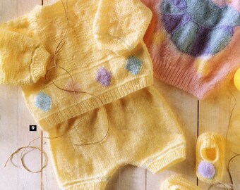Vintage 80 PDF Patron français TRICOT - Ensemble bébé losanges- French PDF Knitting pattern