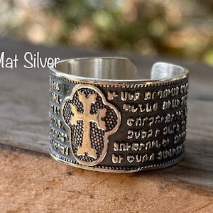 Armenian prayer ring Sterling silver prayer ring Adjustable ring Our God ring Cross Ring Armenian silver jewelry