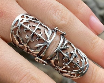 Armor full finger Ring shield ring sterling silver armor ring Knuckle joint ring Vintage armor ring Full finger long ring Armenian silver