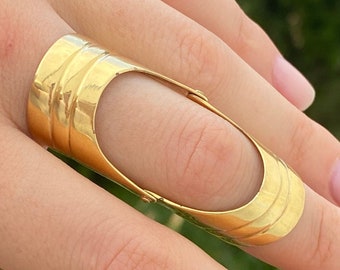 Gold Double ring full finger ring Armor ring shield ring Gold plated full finger ring