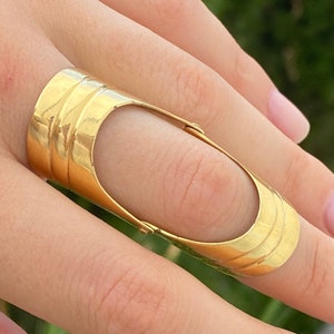 Gold Double ring full finger ring Armor ring shield ring Gold plated full finger ring