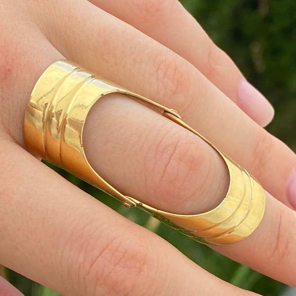 Gold Double ring full finger ring Armor ring shield ring Gold plated full finger ring