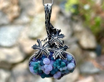 Grape agate pendant huge gemstone pendant purple stone agate Raw grape agate necklace Purple agate necklace purple stone necklace
