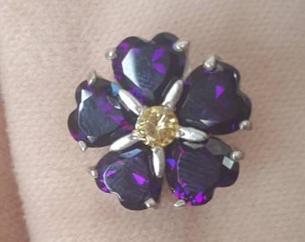 Broche myosotis arménienne, broche en argent, symbole du génocide Anmoruk violet, symbole de survie