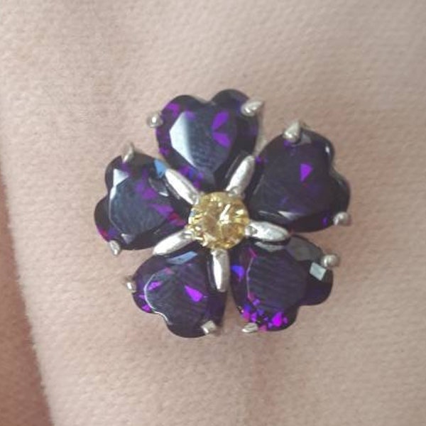 Forget-me-not brooch Armenian Forget me not silver pin Genocide symbol Anmoruk  Purple forget-me-not Symbol of Survival