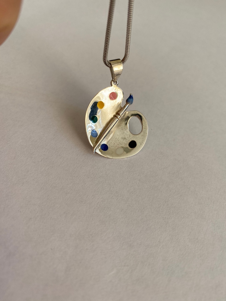 Art Palette Pendant Silver Art Palette Gift for Artist Palette Etsy