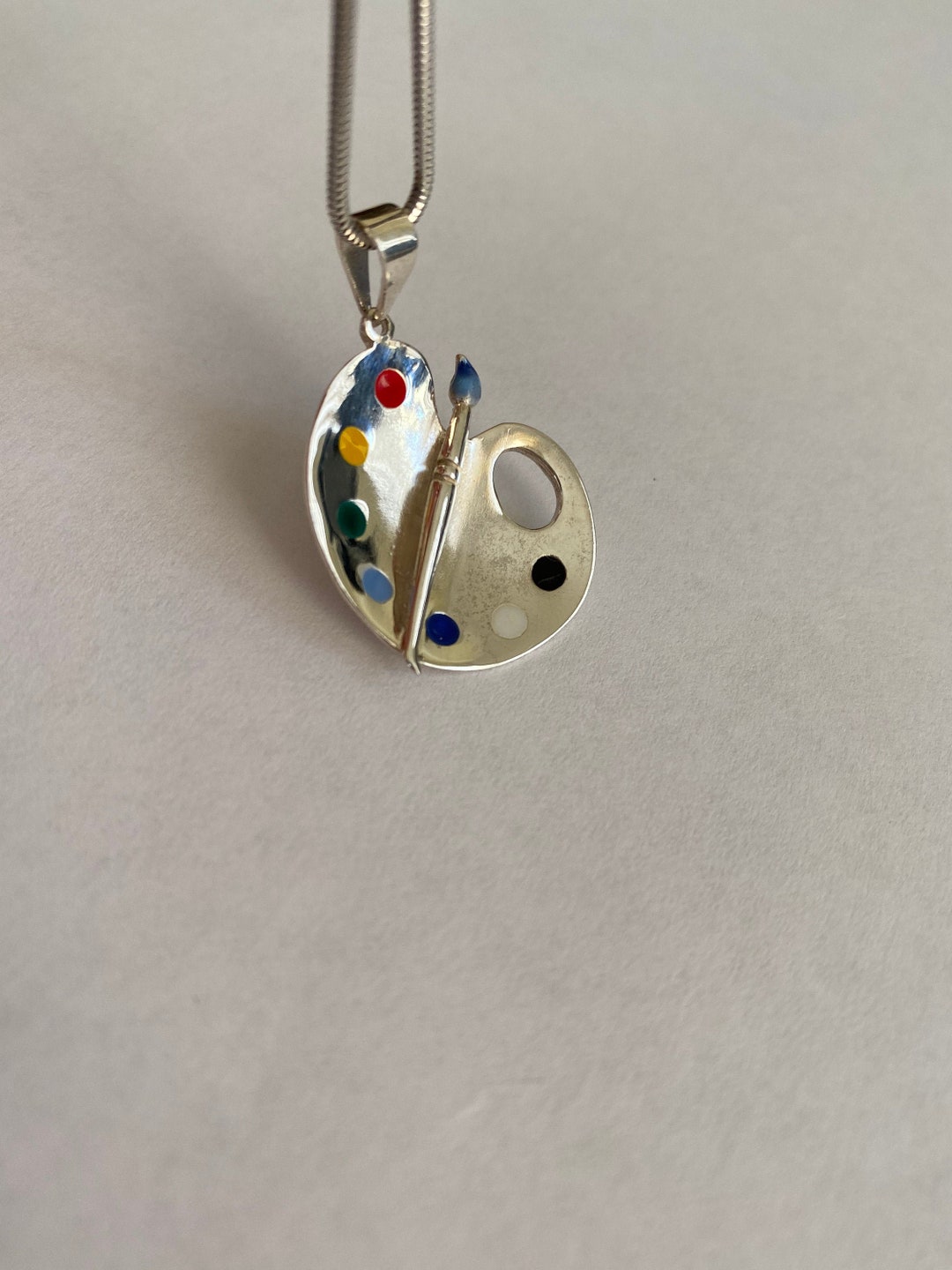 Sterling Silver and Enamel Pencil Draw Necklace - Gift for Artist - Gift for Teachers