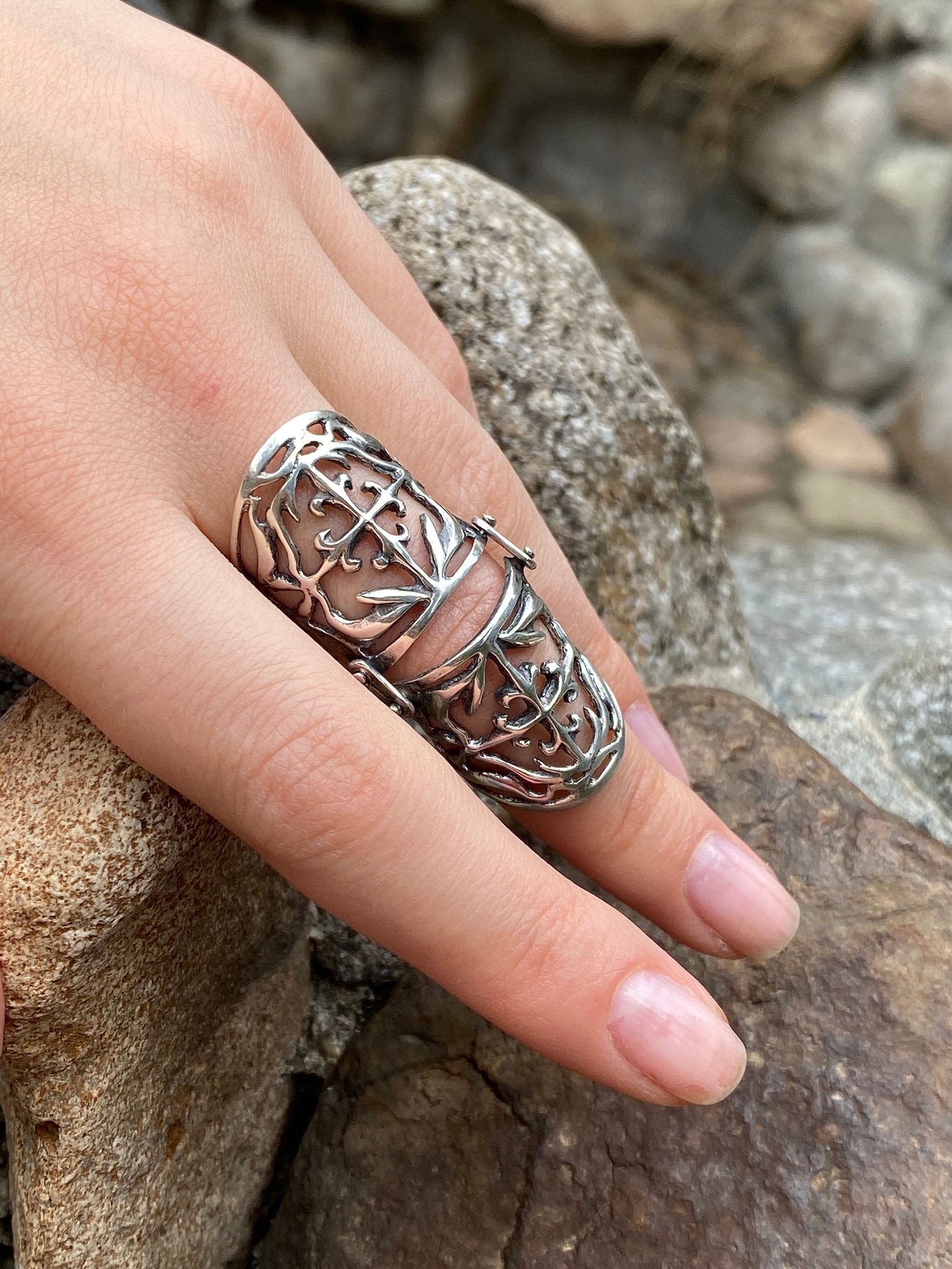Armor Full Finger Ring Shield Ring Sterling Silver Armor Ring Etsy UK
