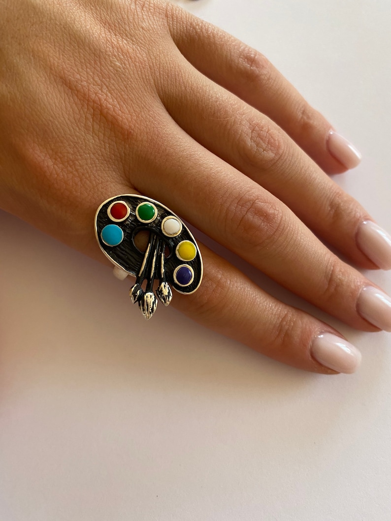 Art Palette Ring Art Palette Jewelry Silver Art Palette Ring Artist ...