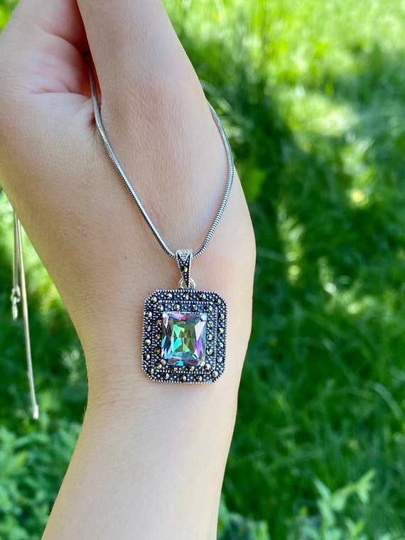 Mystic topaz pendant deals